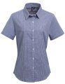 Horeca Dames Blouse Gingham Premier PR321 Navy-Wit